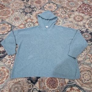 J. Jill Textured Hooded Blue Knit Sweater Pullover